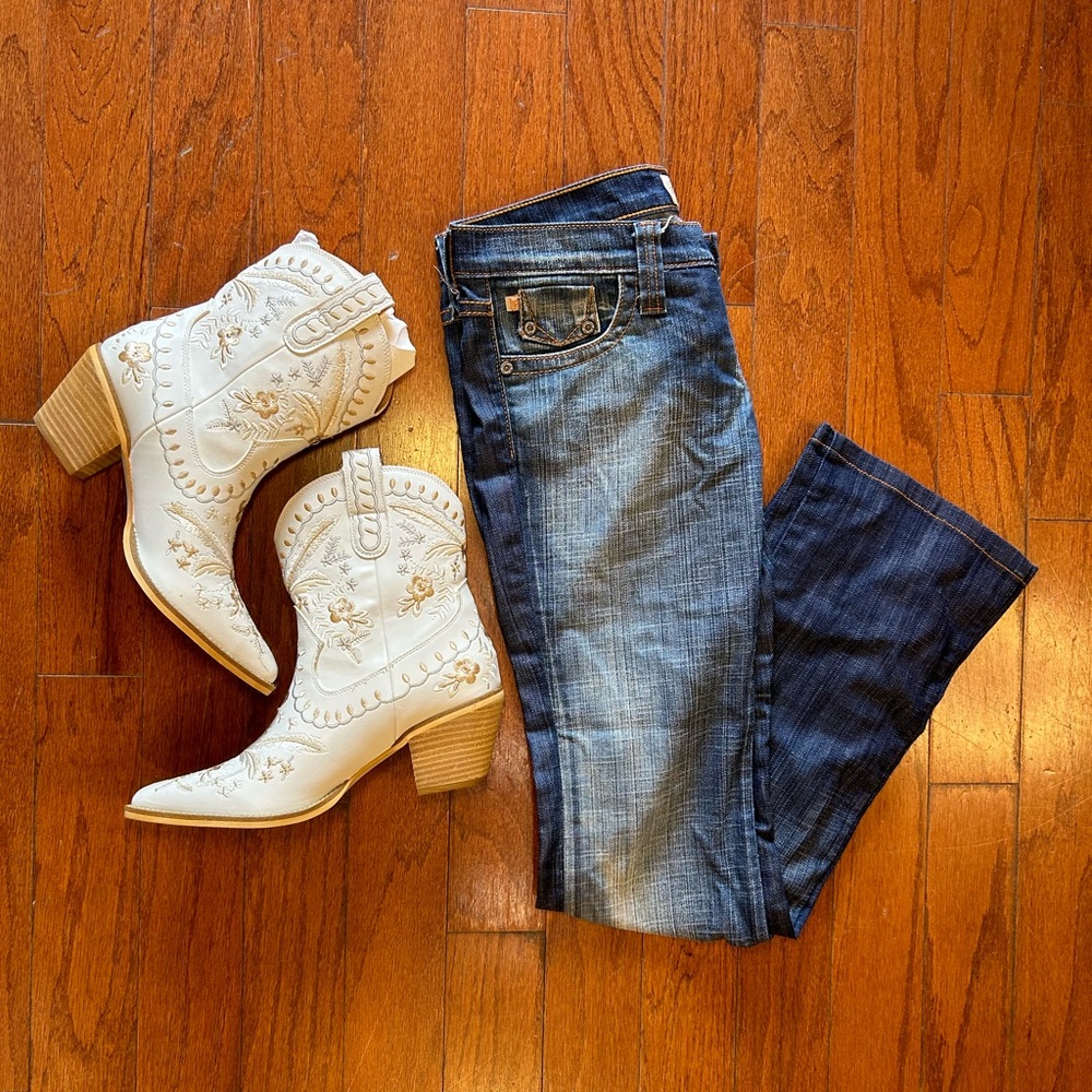 Jeans from Frankie b. Size 27/28 (6) $68 boots NOT included